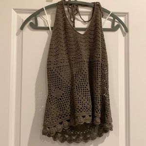 Olive Green Lace Halter Top